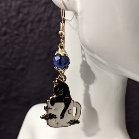 Handmade Jewelry - Coffee and Cats Earrings